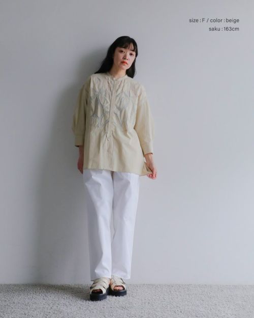 pheeta フィータ　オーガニックコットン　シャツ　ブラウス　ベージュ Pheeta フィータ オーガニックコットン シャツ “Phoebe” ph013c