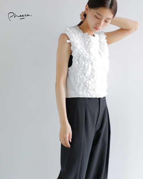 Pheeta フィータ リボン 切替 ベスト “Vivien” ph014c-25-25c-kk