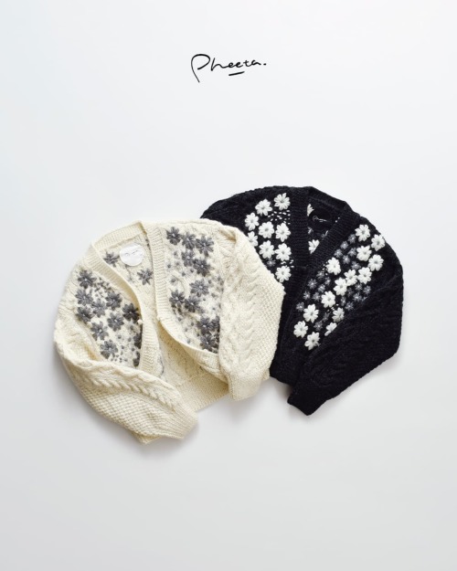 Pheeta フィータ Clara フラワー刺繍 手編みニット カーディガン