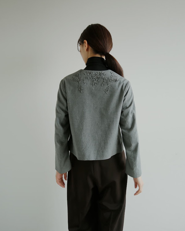 Pheeta フィータ 花柄刺繍 ノーカラージャケット Cheryl ph016c-19