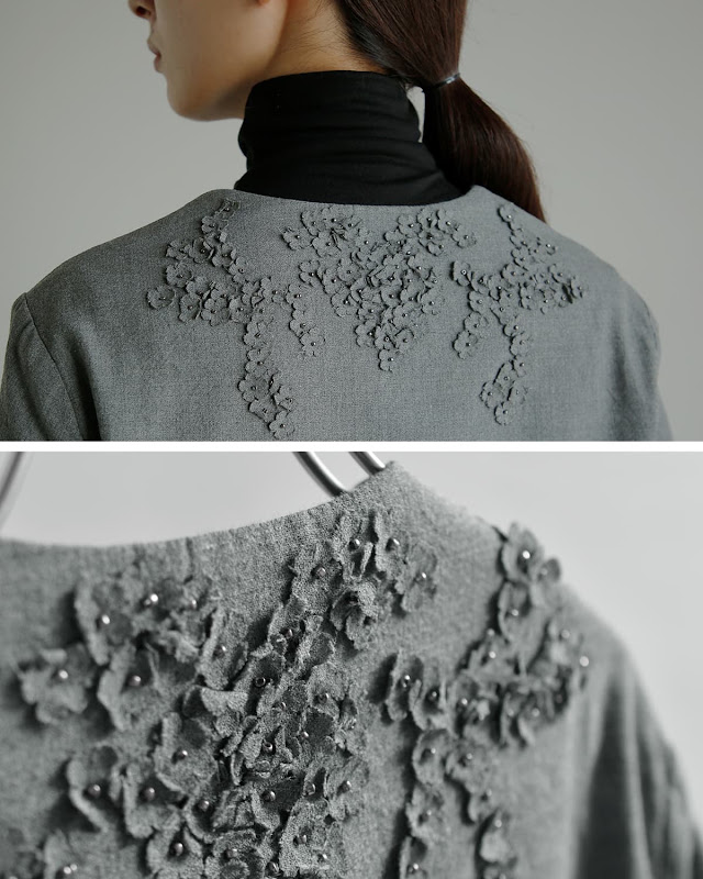 Pheeta フィータ 花柄刺繍 ノーカラージャケット Cheryl ph016c-19