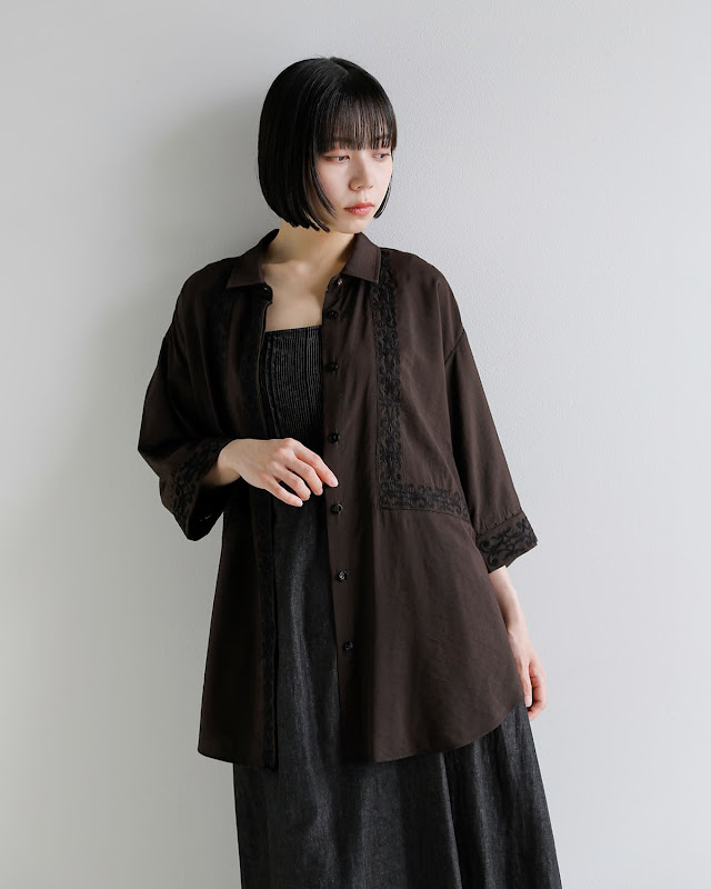 Pheeta フィータ 刺繍 5分袖シャツ Jain ph016c-28 | iroma..aranciato
