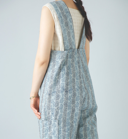 Pheeta(フィータ)コットンシルクステッチ総柄オールインワン