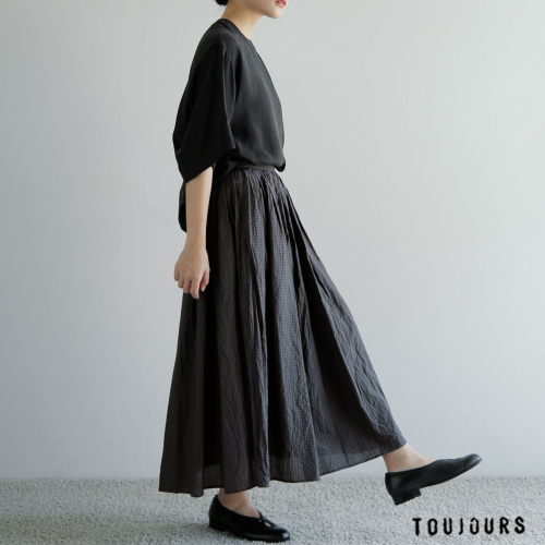 TOUJOURS トゥジュー コットンシルク タッタソールチェック スカート