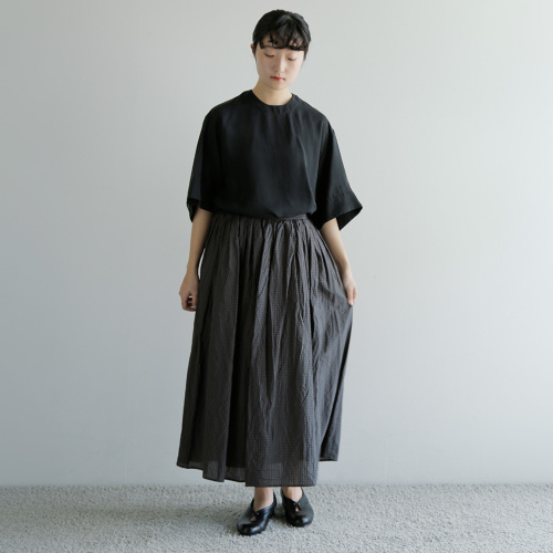 TOUJOURS トゥジュー コットンシルク タッタソールチェック スカート