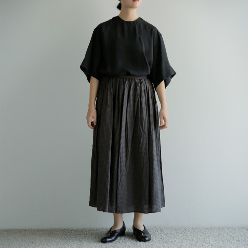 TOUJOURS トゥジュー コットンシルク タッタソールチェック スカート