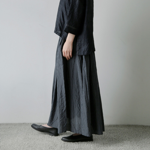 TOUJOURS トゥジュー コットンシルク タッタソールチェック スカート