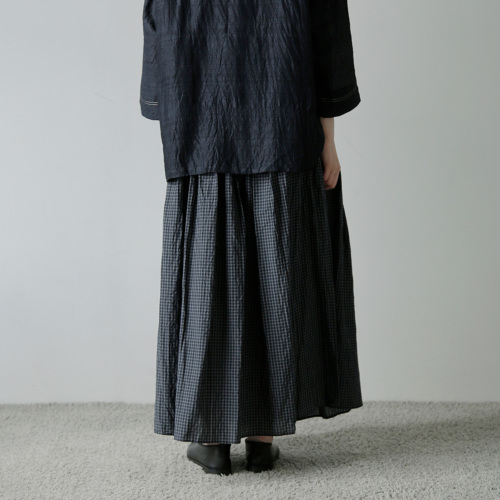 TOUJOURS トゥジュー コットンシルク タッタソールチェック スカート