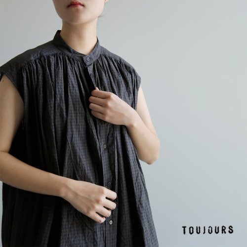 TOUJOURS トゥジュー コットンシルク タッタソールチェック シャツ