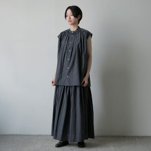 TOUJOURS トゥジュー コットンシルク タッタソールチェック シャツ
