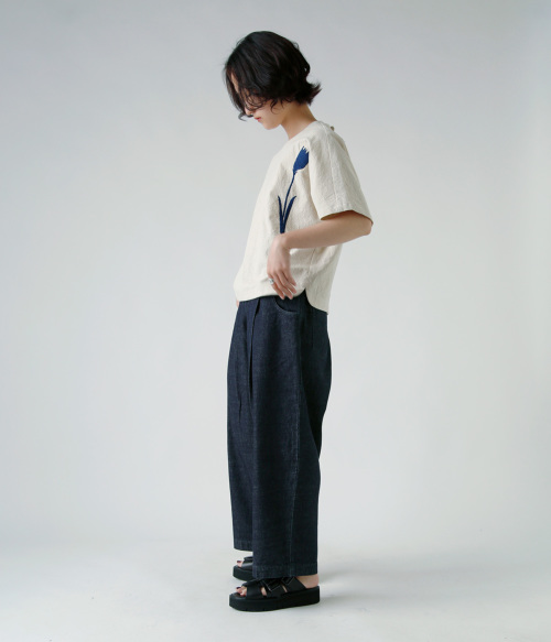 atelier naruse アトリエナルセ コットン デニム タック パンツ