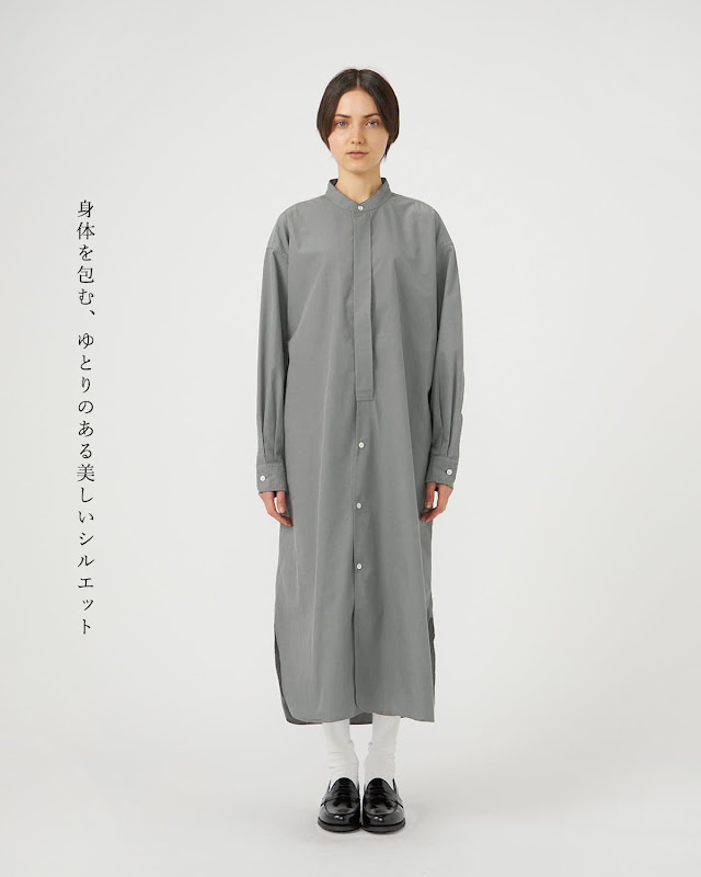 nanamica ナナミカ バンドカラー ウインド シャツワンピース s26sf085