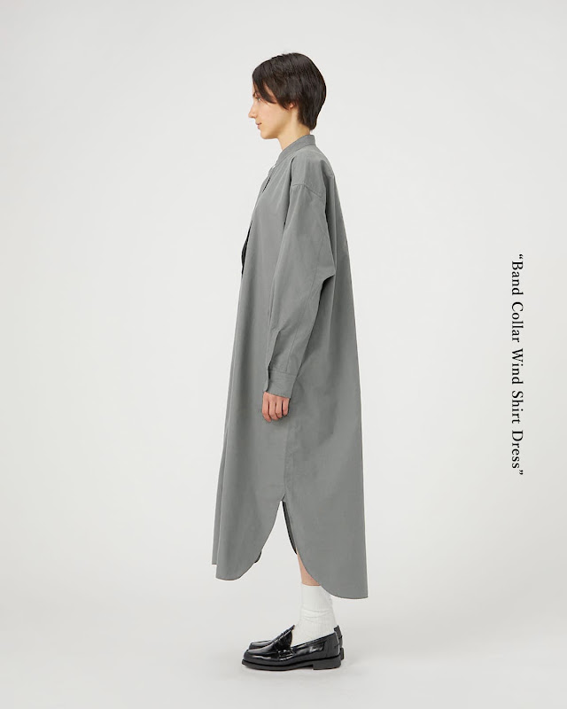 タグ付き　ナナミカ　長袖 ロングシャツワンピース　カーキ　サイズ1 2026aw新作]nanamica ナナミカ バンドカラー ウインド シャツ