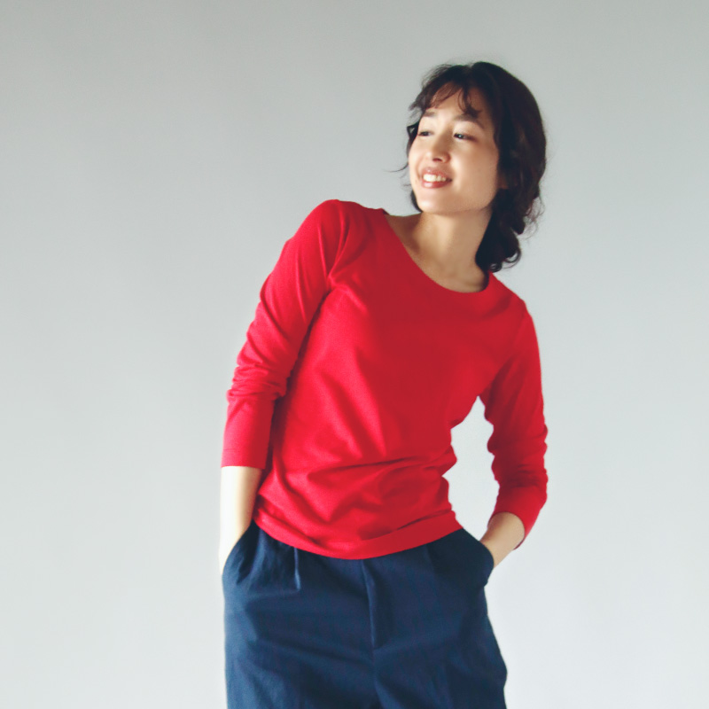 アトリエナルセ　カットソー　atelier naruse atelier naruse | コットンボーダーカットソー（長袖・blue