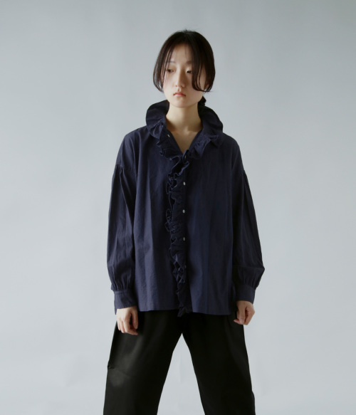 TOUJOURS トゥジュー インディゴ ファイン コットン シャツ