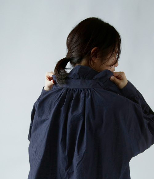 TOUJOURS トゥジュー インディゴ ファイン コットン シャツ “Ruffle Shirt” tm40rs03 |  iroma..aranciato