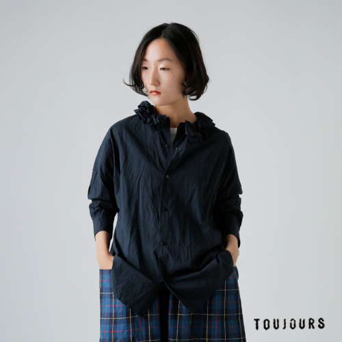 TOUJOURS トゥジュー ファインヤーン コットン シャツ “Ruffle