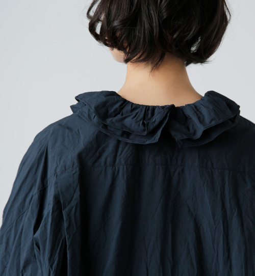 TOUJOURS トゥジュー ファインヤーン コットン シャツ “Ruffle Collar