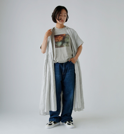 トップス towa TOUJOURS トゥジュー リネン スモール ウィンドウペン シャツ