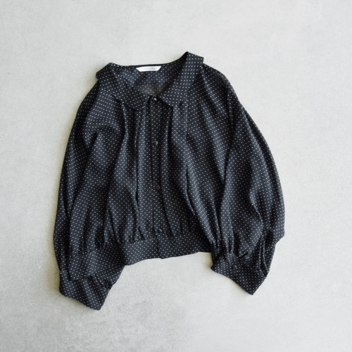 TOUJOURS / トゥジュー | シルク カシュクール ブラウス | F | ブラック | レディース TOUJOURS トゥジュー コットン シルク ギンガム チェック クロス