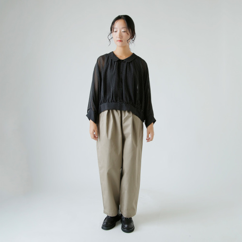 TOUJOURS / トゥジュー | シルク カシュクール ブラウス | F | ブラック | レディース TOUJOURS トゥジュー ピン ドット プリント シルク シフォン ブラウス