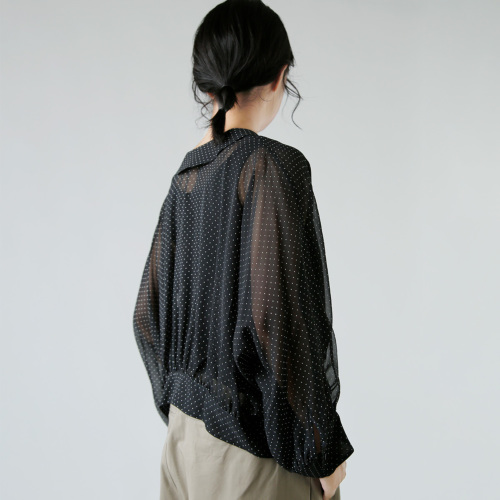 TOUJOURS / トゥジュー | シルク カシュクール ブラウス | F | ブラック | レディース TOUJOURS トゥジュー コットン シルク ギンガム チェック クロス