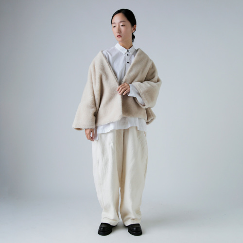 TOUJOURS トゥジュー ラムズウール シルク ファーリー ボア ジャケット