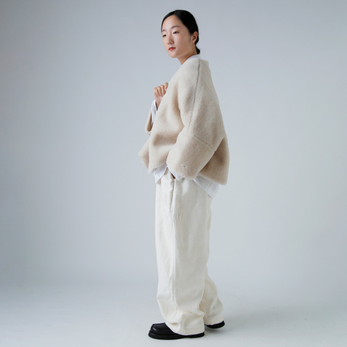 TOUJOURS トゥジュー ラムズウール シルク ファーリー ボア ジャケット