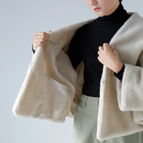 TOUJOURS トゥジュー ラムズウール シルク ファーリー ボア ジャケット