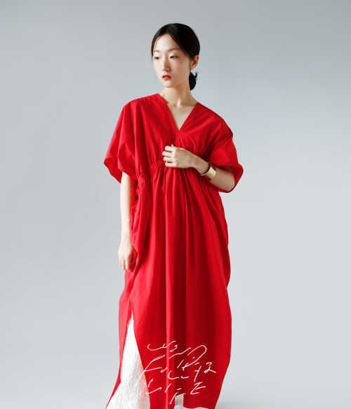 WONDER FULL LIFE ワンダーフルライフ ボタニカルダイ コットン タイプライター ネオ カフタン ドレス “NEO KAFTAN  DRESS” wfl24-s90 | iroma..aranciato