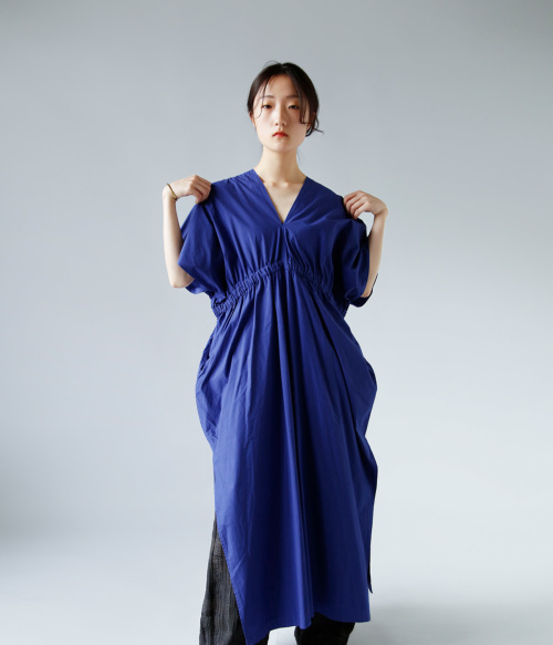 WONDER FULL LIFE ワンダーフルライフ ボタニカルダイ コットン タイプライター ネオ カフタン ドレス “NEO KAFTAN  DRESS” wfl24-s90 | iroma..aranciato