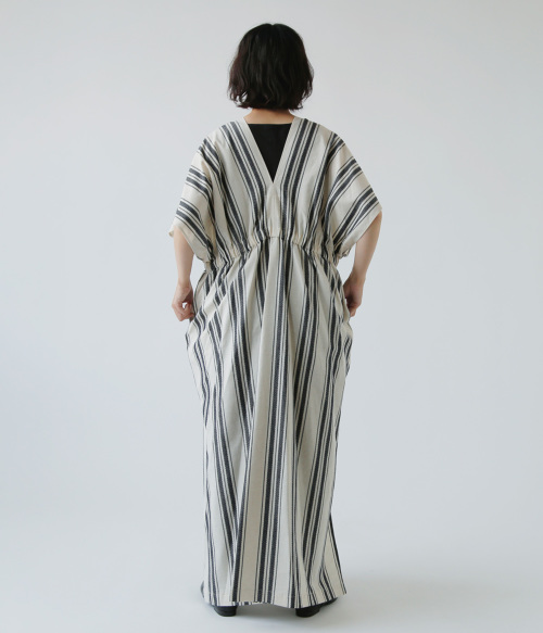 WONDER FULL LIFE ワンピース カシュクール 羽織 カフタン WONDER FULL LIFE｜コットン リネン ネイティブストライプ ネオ