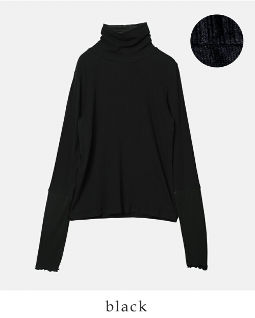 whyto ホワイト カシミヤ シルク レイヤード タートルネック