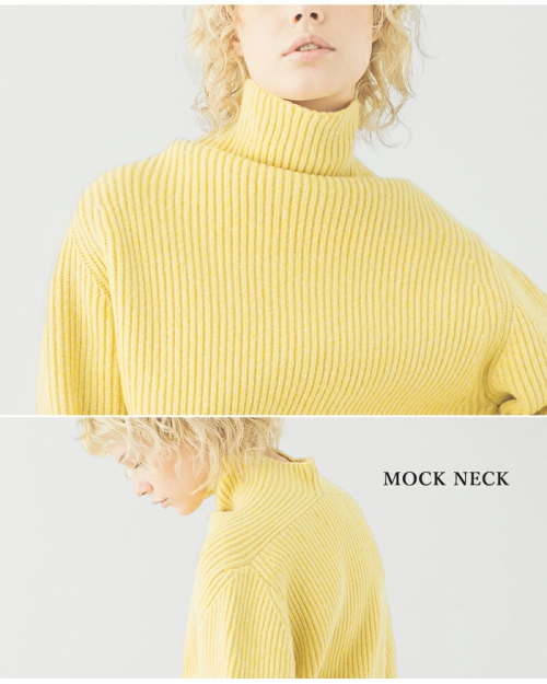 whyto ホワイト ウール カシミヤ モックネック ミックスニット プルオーバー “MOCK NECK MIX KNIT”