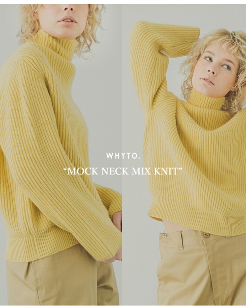 whyto ホワイト ウール カシミヤ モックネック ミックスニット プルオーバー “MOCK NECK MIX KNIT”