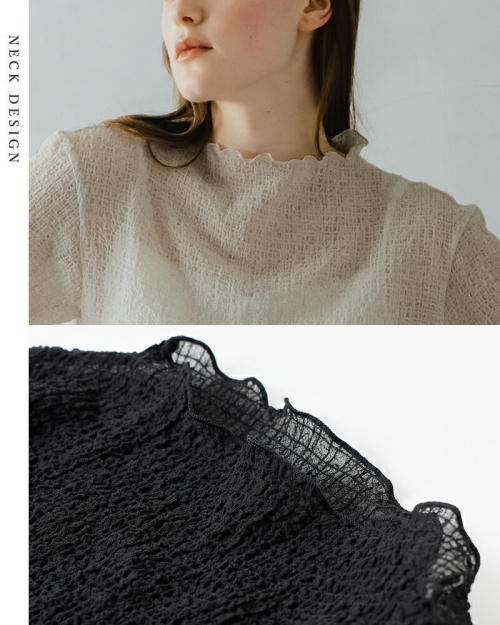 WHYTO. ホワイト トップス シースルー カットソー 半袖 シアサッカーブラウス サッカー ブラック SEERSUCKER BLOUSE WHT23HBL4023≪★返品交換対象外≫ efac0bf5daa957e5b4d68cb708cbd5