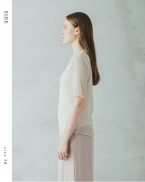 WHYTO. ホワイト トップス シースルー カットソー 半袖 シアサッカーブラウス サッカー ブラック SEERSUCKER BLOUSE WHT23HBL4023≪★返品交換対象外≫ efac0bf5daa957e5b4d68cb708cbd5