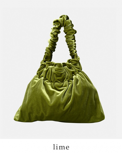 whyto ホワイト ベロア ギャザー ミニバッグ “velour gather