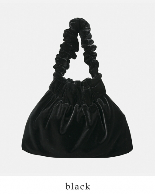 whyto ホワイト ベロア ギャザー ミニバッグ “velour gather mini bag