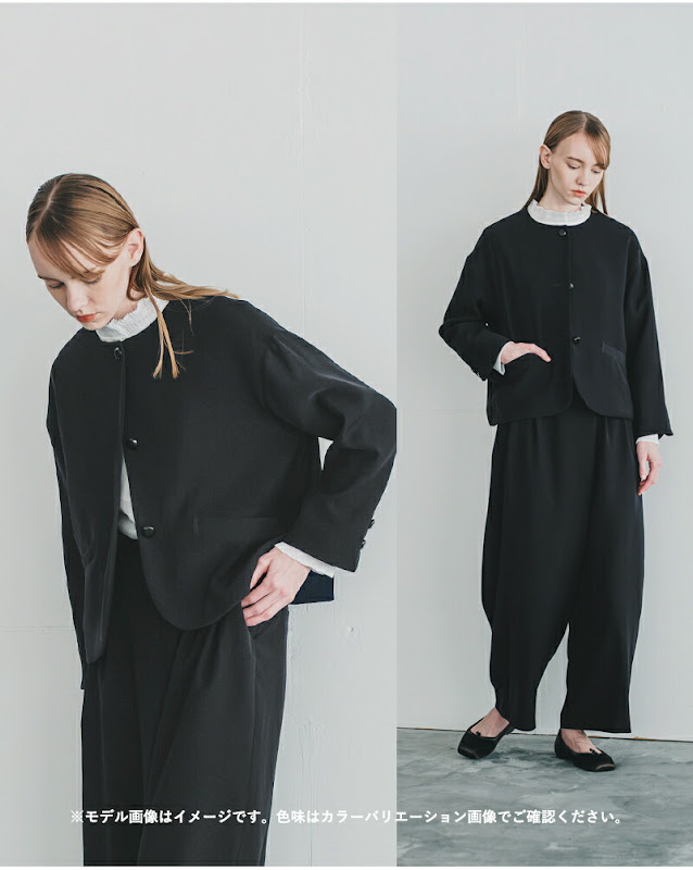 whyto ホワイト ノーカラー ボタン ジャケット “no collar button