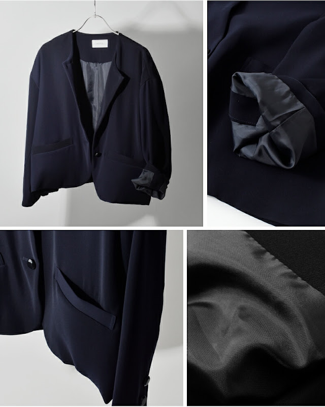 whyto ホワイト ノーカラー ボタン ジャケット “no collar button