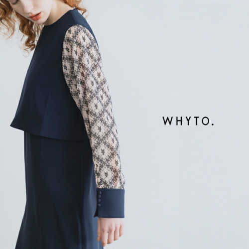 whyto ホワイト ジャガード スリーブ ドレス “jacquard sleeve