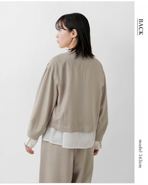 whyto ホワイト リネン ライク ノーカラー ジャケット “LINEN