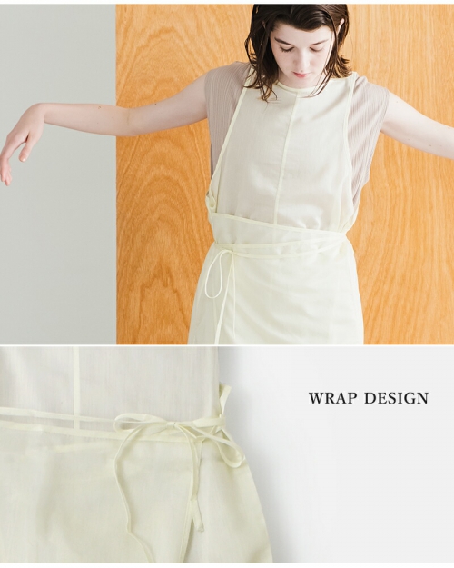 MT　Eワンピ　ホワイト albino】 トゥニカ風ウエストコード付きボトルネックマキシ