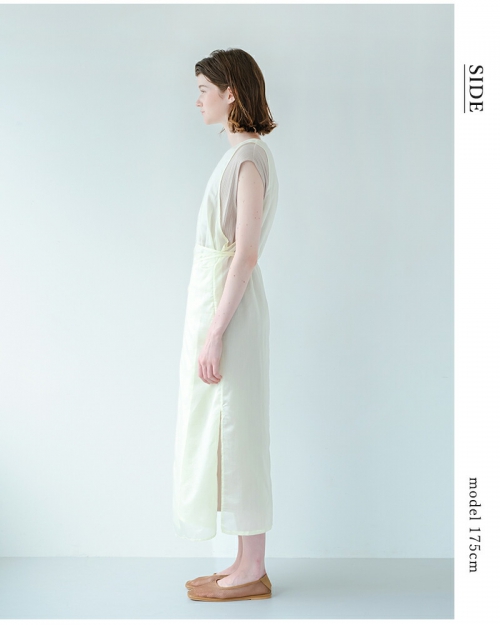 MT　Eワンピ　ホワイト albino】 トゥニカ風ウエストコード付きボトルネックマキシ