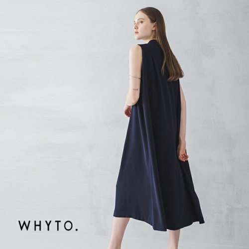 whyto ホワイト タック フレア ノースリーブ ドレス “TUCK FLARE