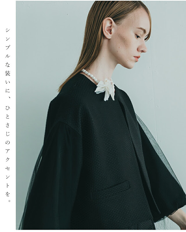 whyto ホワイト 2way シアーリーフ ネックレス ブローチ “2way sheer