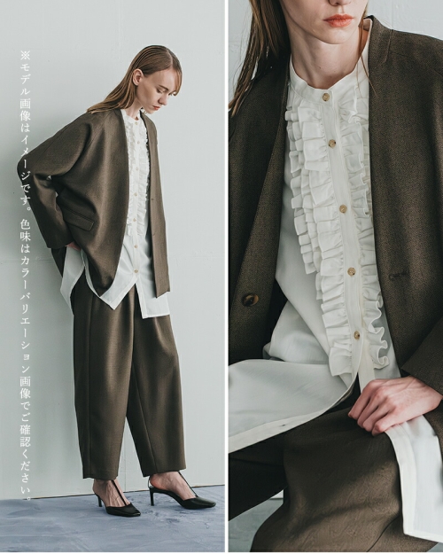 whyto ホワイト フリル ドレス ブラウス “frill dress blouse