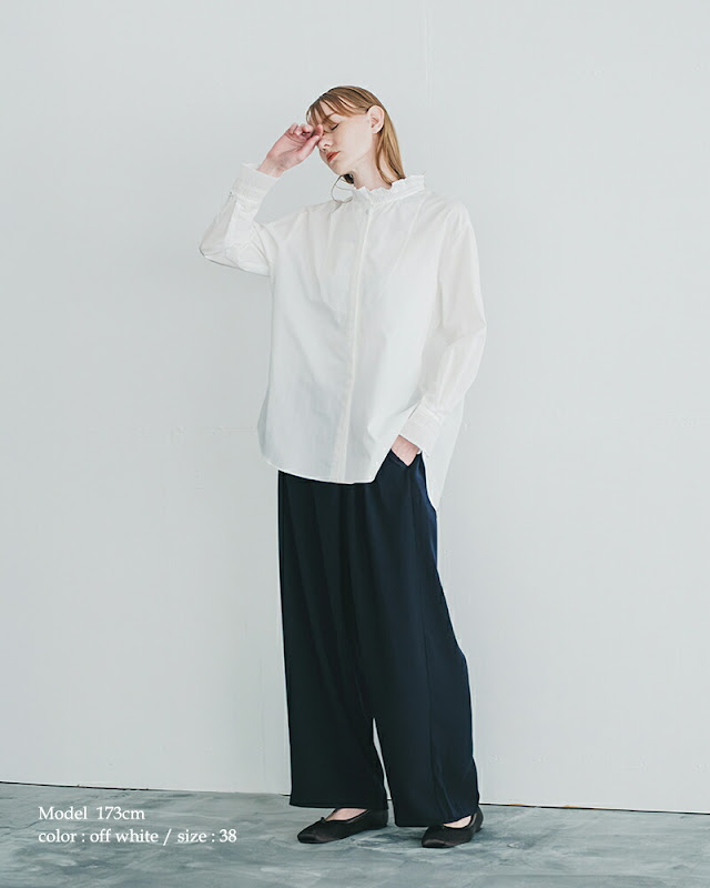 whyto ホワイト プリーツ デザイン ブラウス “pleats design blouse 