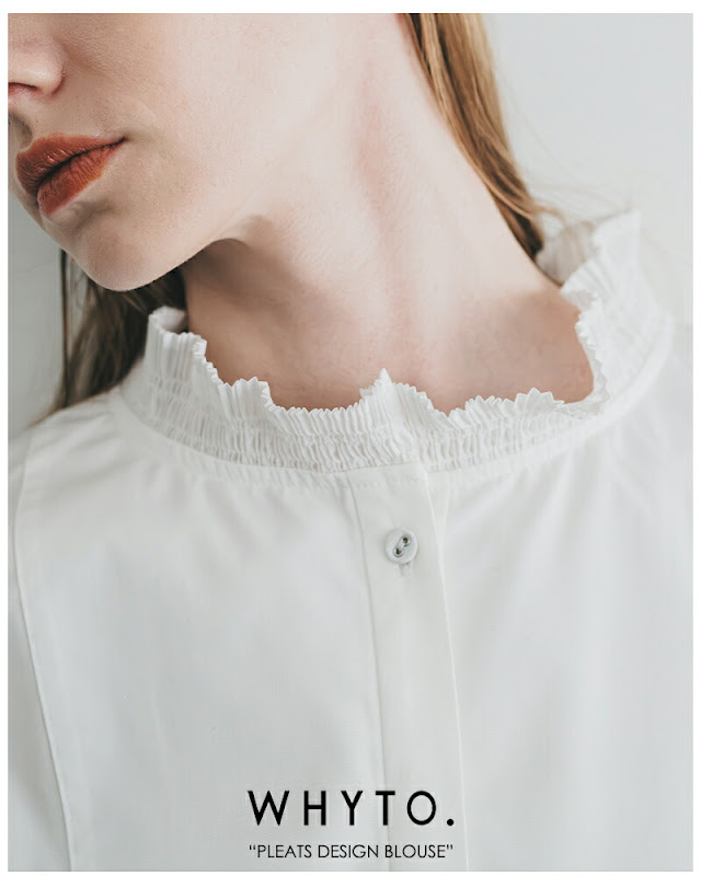 whyto ホワイト プリーツ デザイン ブラウス “pleats design blouse 